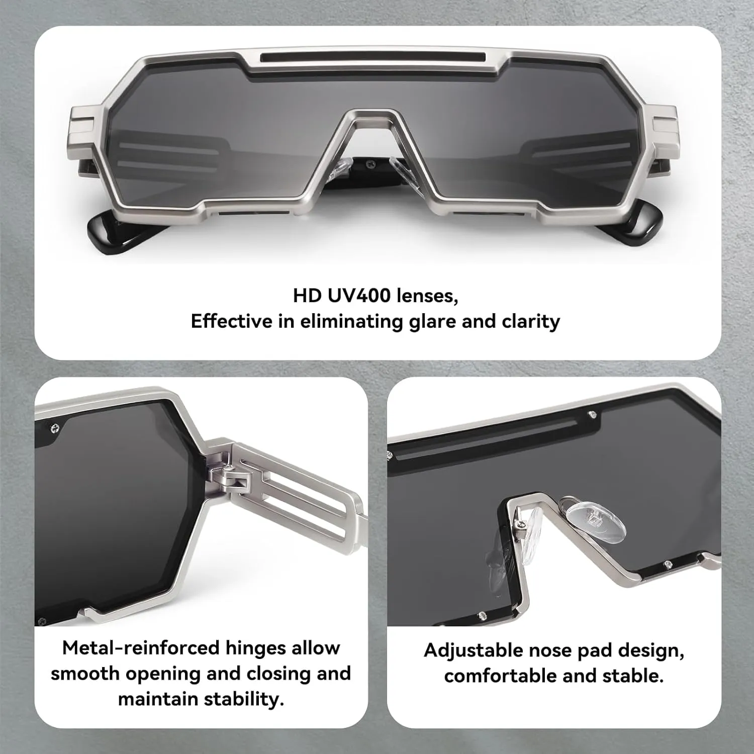 Dollger Retro Steampunk Sunglasses Men Trendy One Piece Irregular Metal Sunglasses