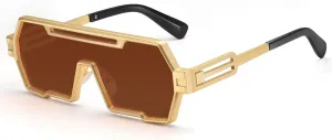 Dollger Retro Steampunk Sunglasses Men Trendy One Piece Irregular Metal Sunglasses