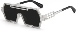Dollger Retro Steampunk Sunglasses Men Trendy One Piece Irregular Metal Sunglasses