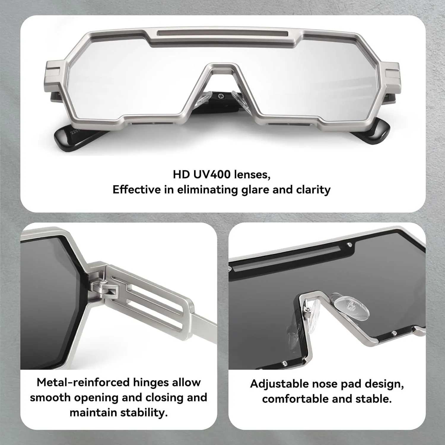 Dollger Retro Steampunk Sunglasses Men Trendy One Piece Irregular Metal Sunglasses