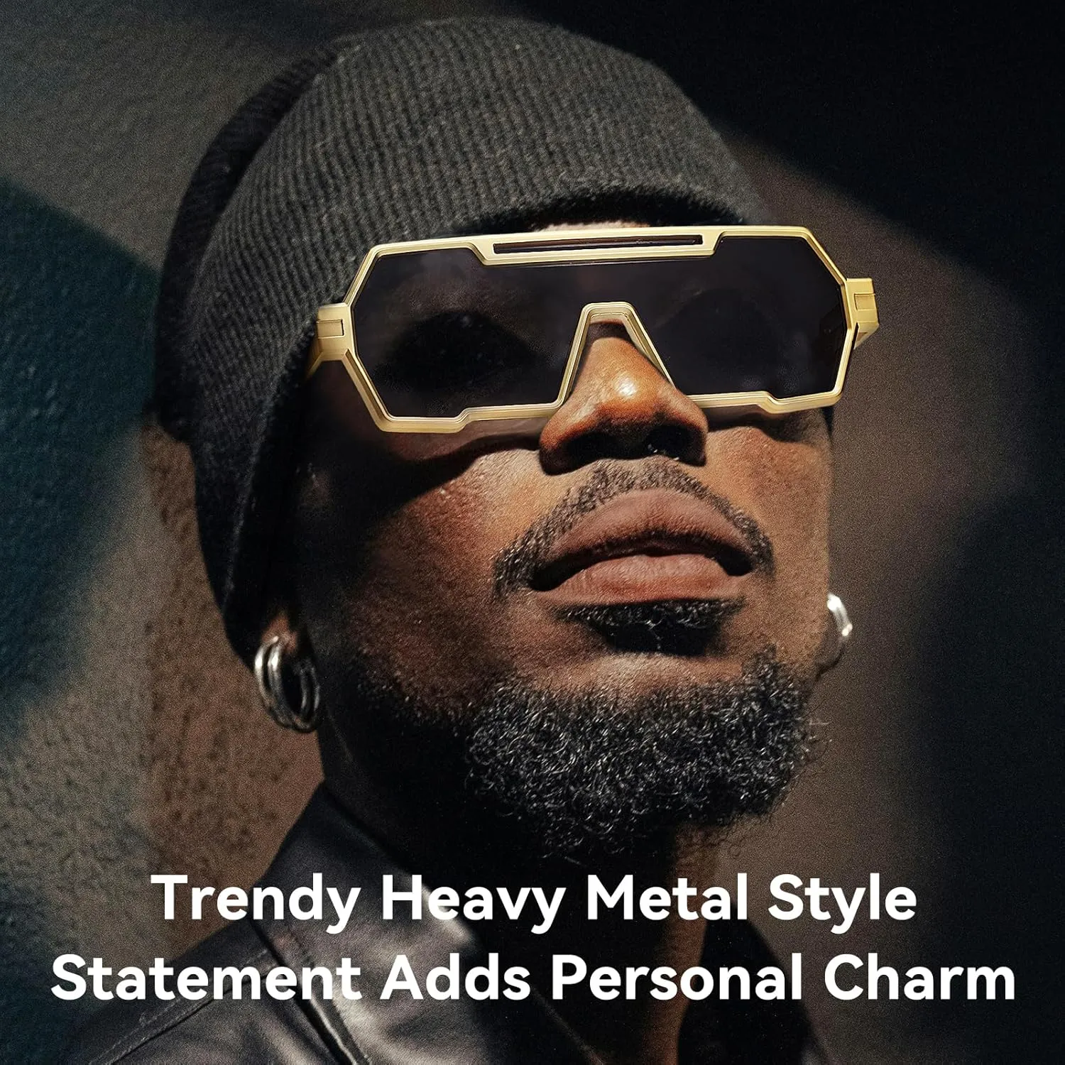 Dollger Retro Steampunk Sunglasses Men Trendy One Piece Irregular Metal Sunglasses
