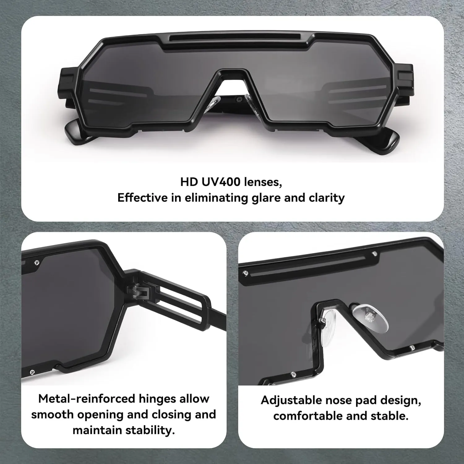 Dollger Retro Steampunk Sunglasses Men Trendy One Piece Irregular Metal Sunglasses