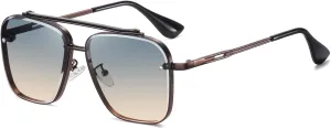 Dollger Square Aviator Sunglasses for Men and Women Fashion Metal Vintage Gradient Shades Sunglasses UV400 Protection