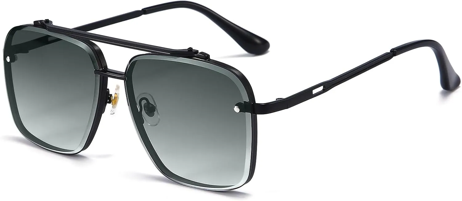 Dollger Square Aviator Sunglasses for Men and Women Fashion Metal Vintage Gradient Shades Sunglasses UV400 Protection