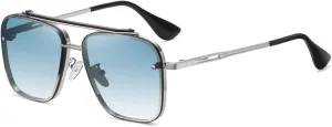 Dollger Square Aviator Sunglasses for Men and Women Fashion Metal Vintage Gradient Shades Sunglasses UV400 Protection