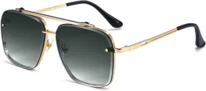 Dollger Square Aviator Sunglasses for Men and Women Fashion Metal Vintage Gradient Shades Sunglasses UV400 Protection