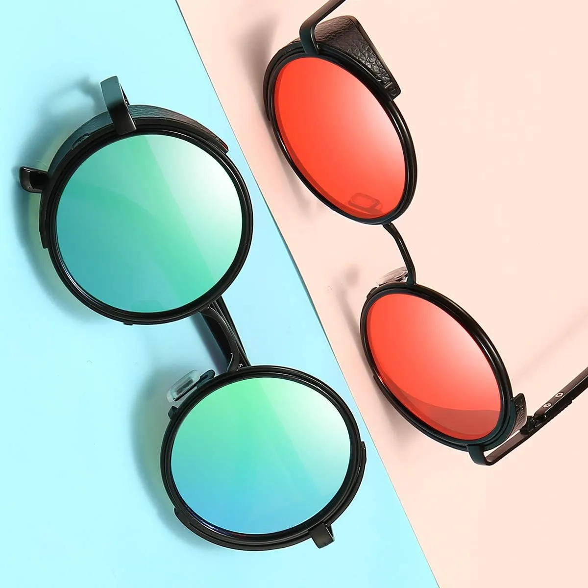 Dollger Steampunk Vintage Retro Round Sunglasses Metal Circle Frame