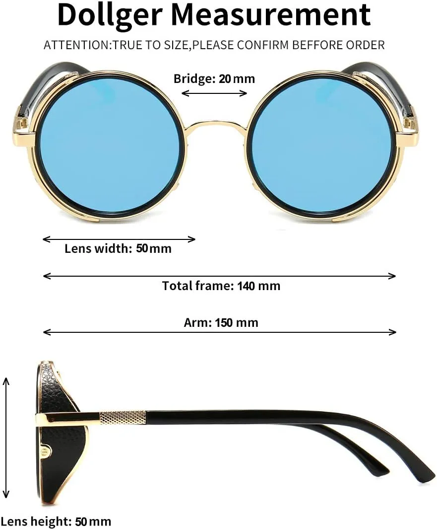 Dollger Steampunk Vintage Retro Round Sunglasses Metal Circle Frame