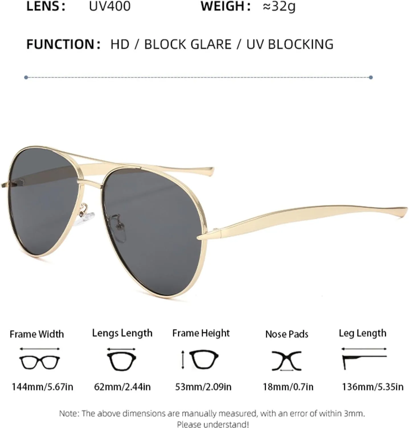 Double-beam Sunglasses with Alloy Frame. Fashionable, Lightweight, Suitable for Driving and Fishing.
