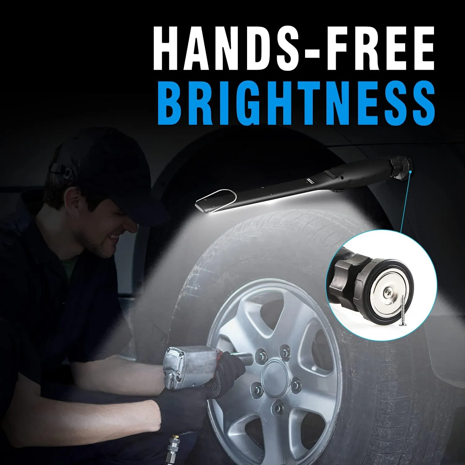Dr. Prepare LED Work Light, 700 Lumens Rechargeable Work Lights, Cordless Portable Magnetic COB LED Work Light, Inspection Light for Car Repair, Home, Garage, Emergency