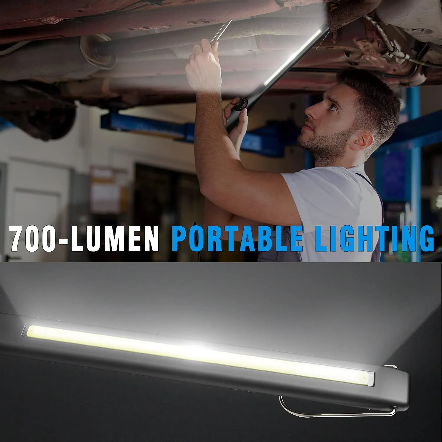 Dr. Prepare LED Work Light, 700 Lumens Rechargeable Work Lights, Cordless Portable Magnetic COB LED Work Light, Inspection Light for Car Repair, Home, Garage, Emergency