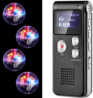 Dunzy 5 Pcs Ghost Hunting Kit Includes Digital Voice Recorders with 4 LED Cat Balls Motion Activated Cat Ball Toy Voice Activated Recorder with Playback for Pet Dog Animals(Black)