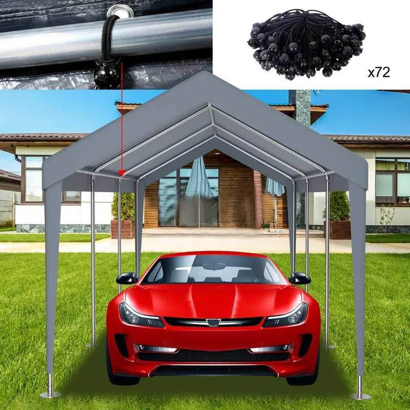 Durable Carport Canopy Cover - Waterproof & UV-Resistant with Elastic Buckles