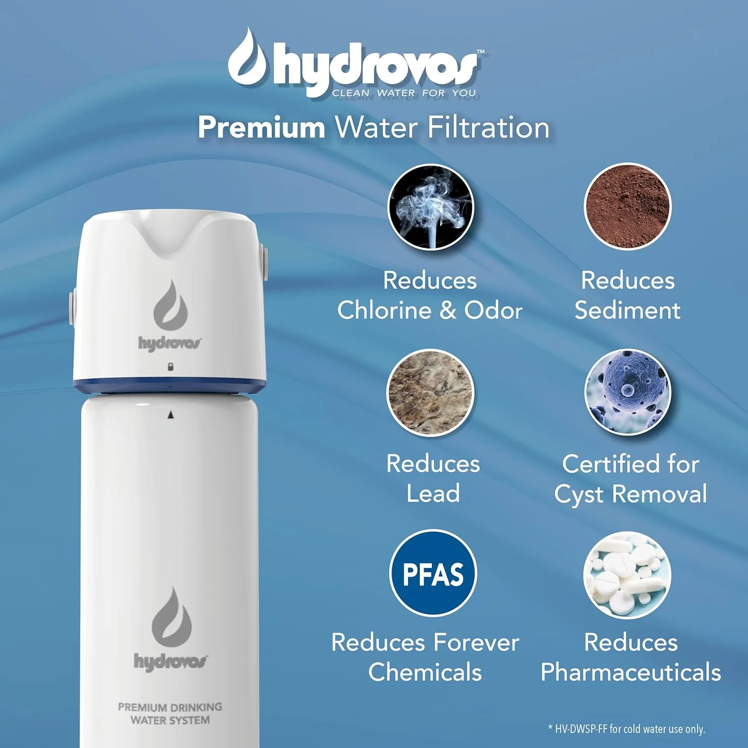 DWSP Premium Microplastic Water Filter, NSF 401/53/42 Certified Under Sink Drinking Water Filtration System, Direct Connect Kitchen/Bathroom Sink, Reduces PFOA, PFOS, Lead, Cysts, Asbestos, Chlorine