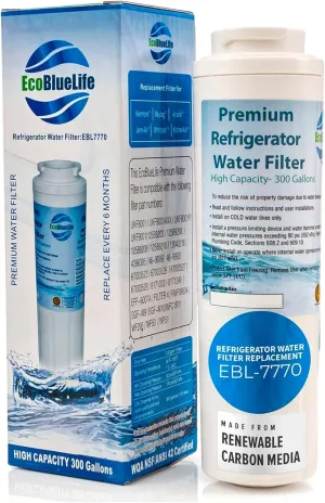 EcoBlueLife Refrigerator Water Filter Replacement - Compatible with Maytag UKF8001, EDR4RXD1, Kenmore 46-9005, KitchenAid, Pur Filter 4 - Fridge Filters for Refrigerator, Maytag, KitchenAid & More