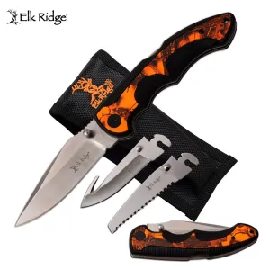 Elk Ridge | Folding Knife | 4.75" Orange Camo | Spring Assisted Knife