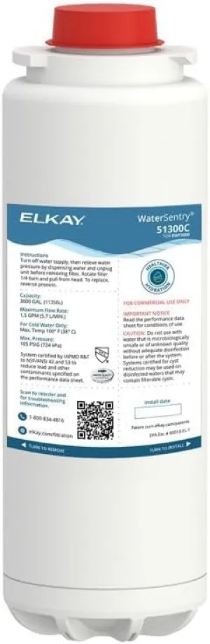 Elkay 51300C WaterSentry Lead   Microplastics NSF/ANSI Certified Filter (3-Pack) (Bottle Fillers)
