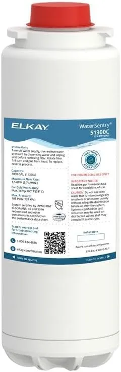 Elkay 51300C WaterSentry Lead   Microplastics NSF/ANSI Certified Filter (3-Pack) (Bottle Fillers)