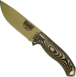 ESEE-5 Fixed Blade Knife, 3D Contoured Handle, 1095 Carbon Steel, Ambidextrous Kydex Sheath, Made in USA