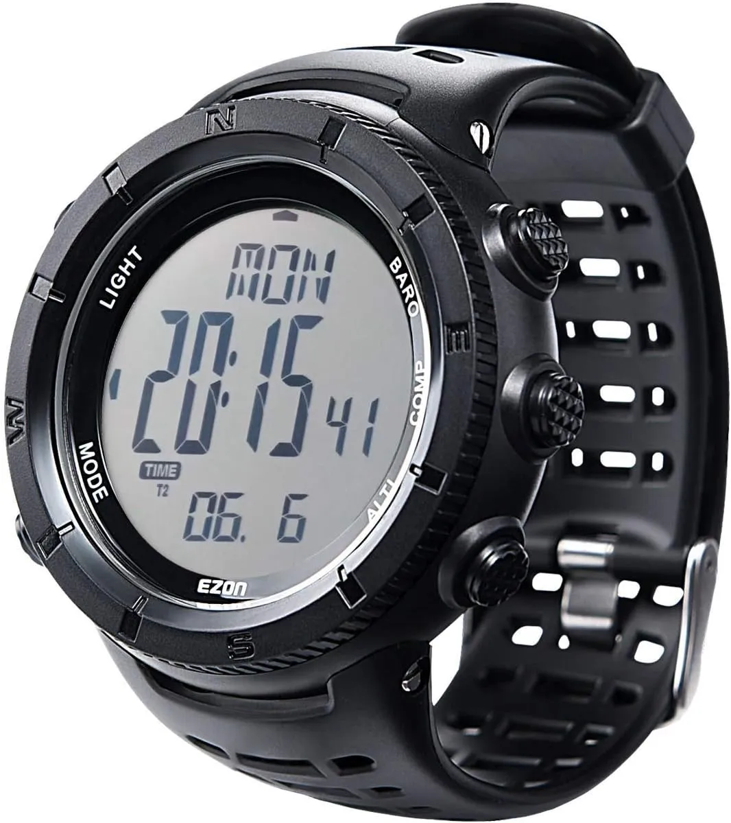 EZONE Sports Digital Watch H001,Classic Outdoor Adventure Tactical Watch with Altimeter, Barometer & Compass,Timer/Temperature/Sunrise & Sunset Display, Suitable for Hiking Mountain Use