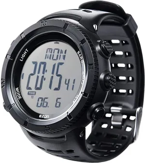 EZONE Sports Digital Watch H001,Classic Outdoor Adventure Tactical Watch with Altimeter, Barometer & Compass,Timer/Temperature/Sunrise & Sunset Display, Suitable for Hiking Mountain Use