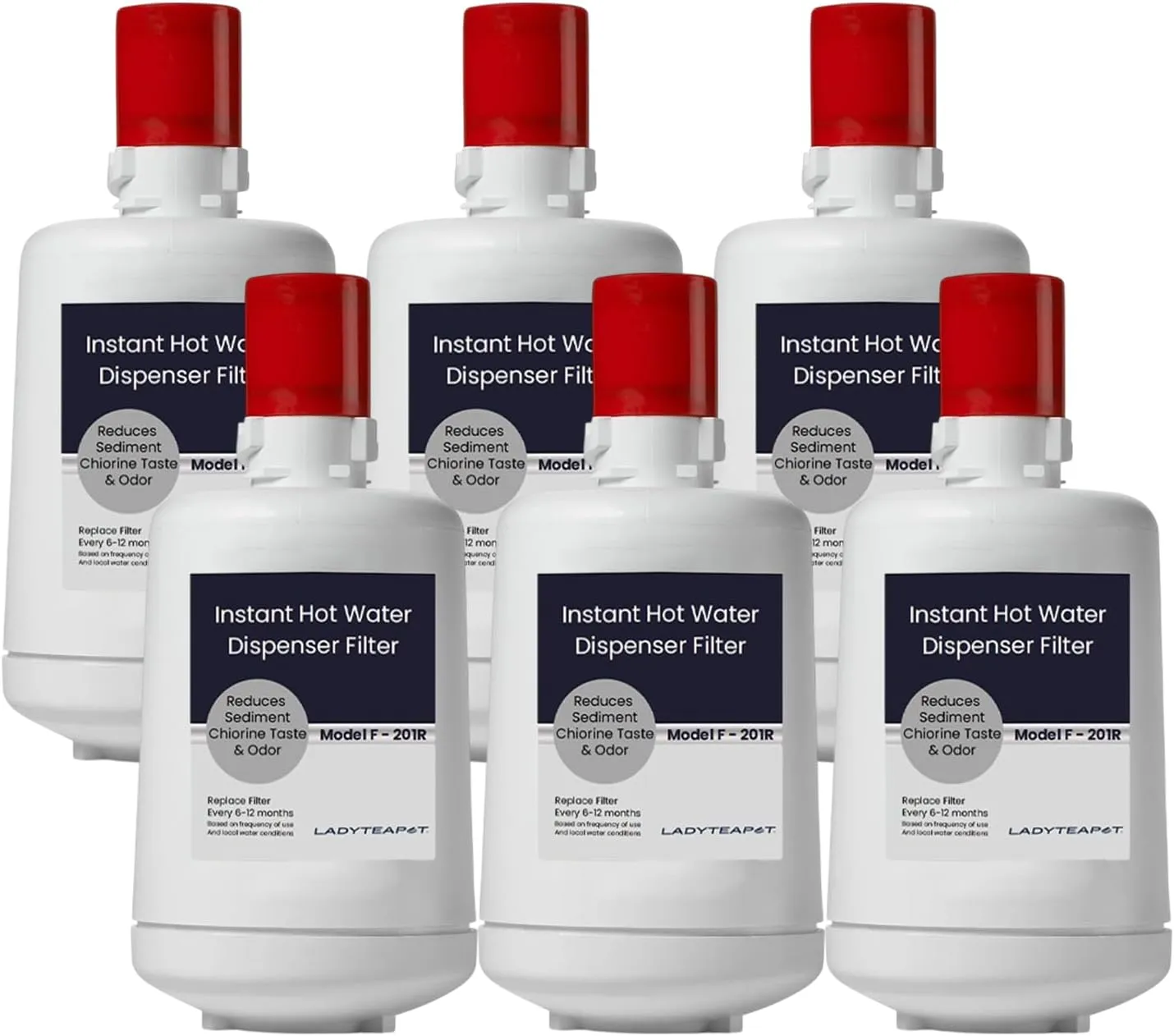 F-201R Water Filter Cartridge, Replacement Compatible With InSinkErator F-201R Water Filter Cartridge for Hot Water Dispenser (6 Pack)