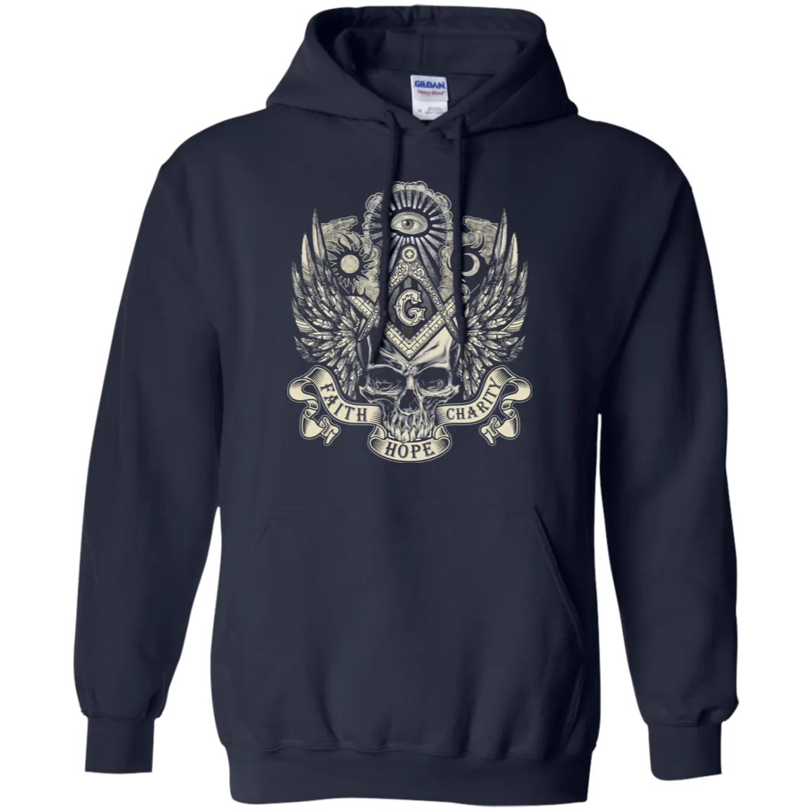 Faith Hope Charity Masonic Skull With Wings Freemason Square & Compass