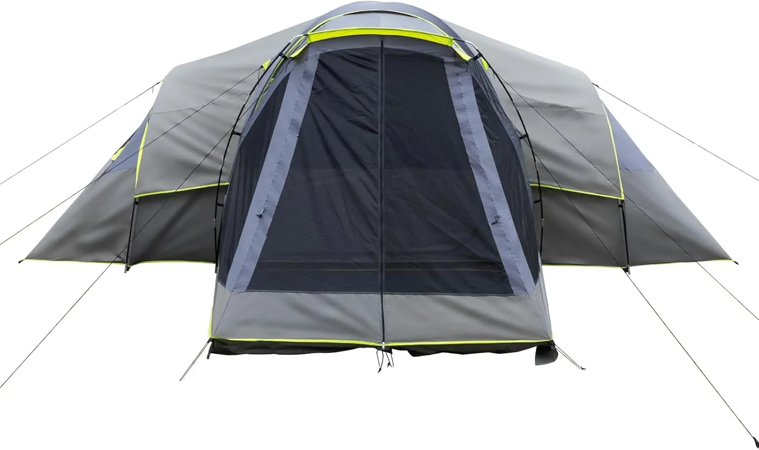 Family Camping Tent, 10 Person Family Tent with Included Rainfly, Carry Bag, and Spacious Interior, Fits Three Rooms and Sets Up in 15 Minutes,Dark Gray
