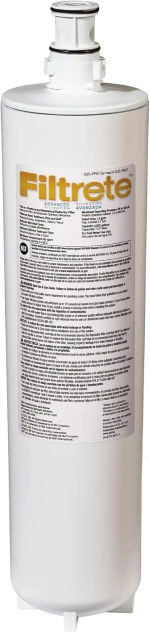Filtrete Advanced Under Sink Quick Change Water Filtration Filter 3US-PF01, for use with 3US-PS01 System, 1 Count (Pack of 1), White