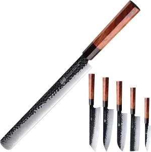 FINDKING 6pcs kitchen knife set Dynasty series-3 layer 9CR18MOV clad steel w/octagon handle knife set