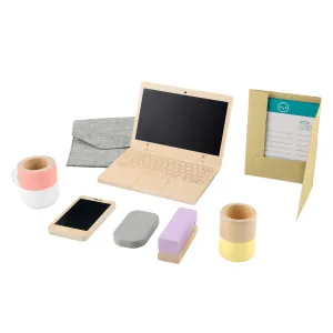 Fisher-Price-Coffret Télétravail En Bois-Lot De 9 Éléments De Bureau