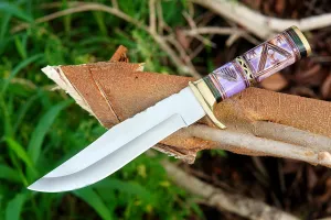 Fixed Blade Hunting Bowie Knife 12 Inch Hiking Knifes with Leather Sheath Bushcraft Outdoor Camping Knives Gift For Men