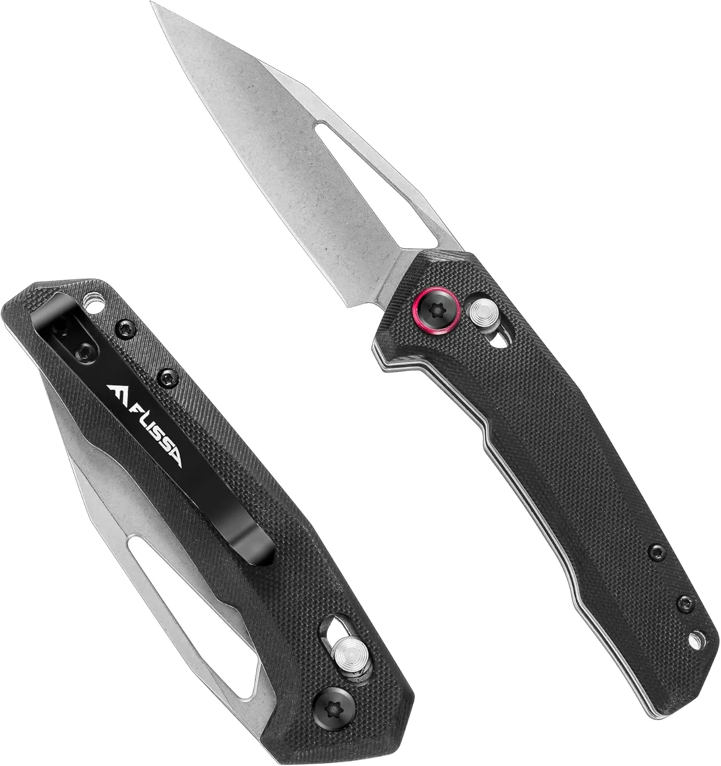 FLISSA Pocket Knife, Folding EDC Knife, 3.25 inch D2 Blade, Axis Lock, G10 Handle, for Outdoors, Hiking, Camping, Black