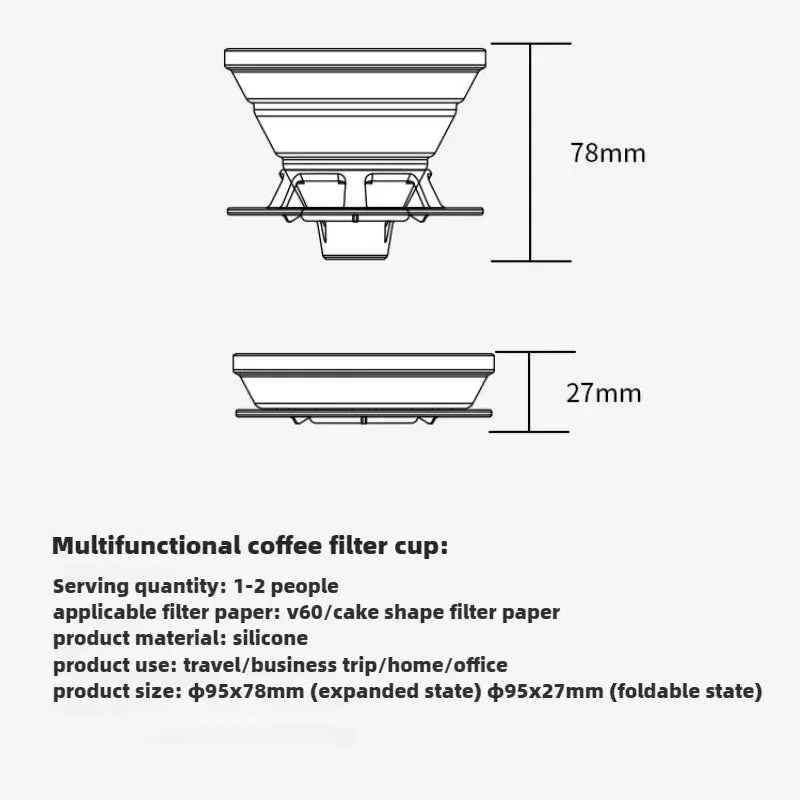 Foldable Silicone Coffee Dripper – Reusable Filter for Camping & Travel