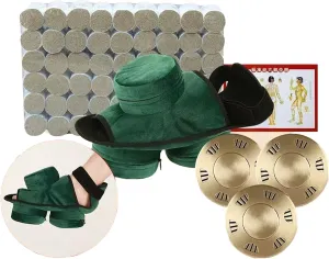 Foot Moxa Box Follow Your Body Moxibustion Box Shoes Smokeless Cloth Cover Copper Box Home Use Foot Soles Moxibustion Instruments(Green Copper Box kit B)