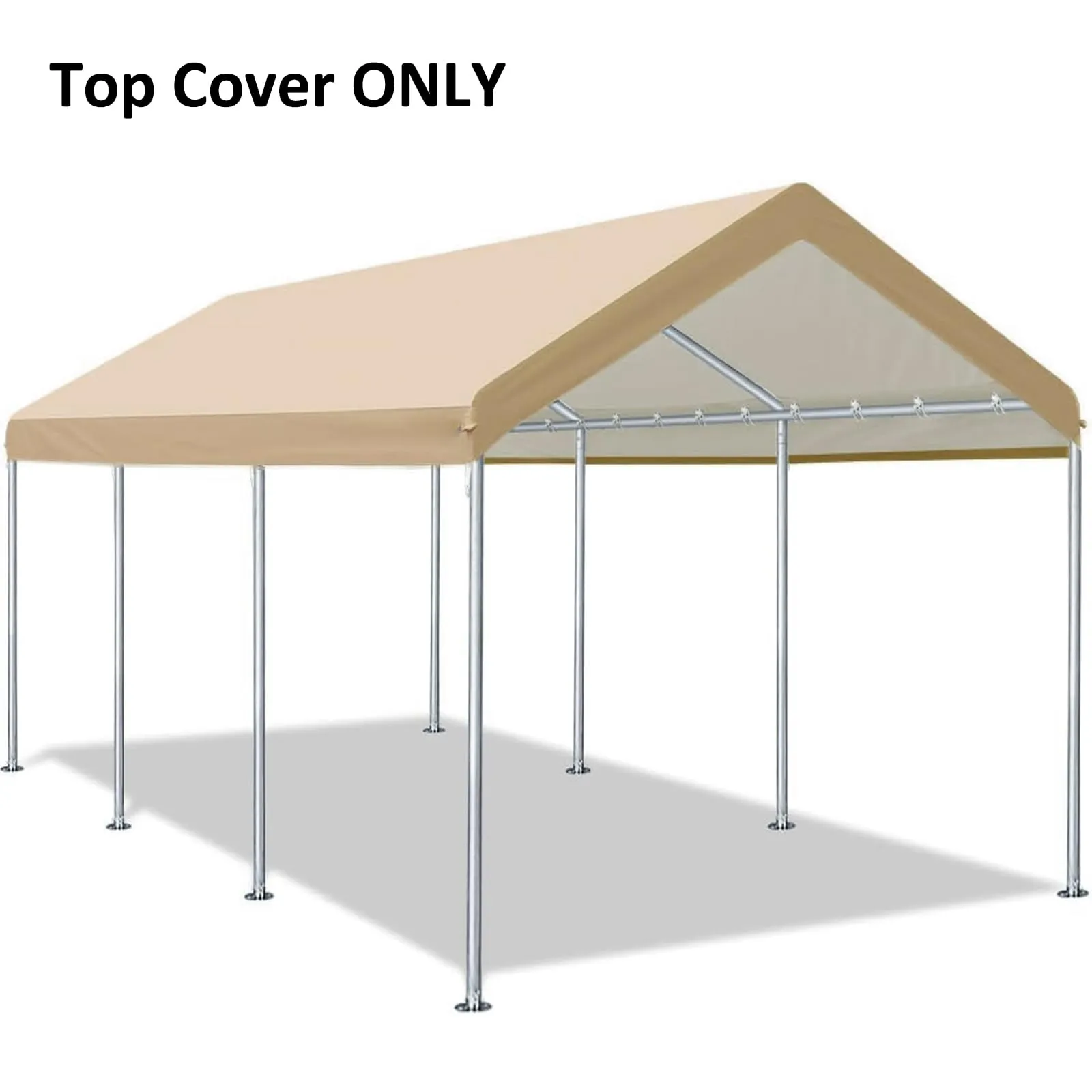 FORALEBEN Carport Replacement Canopy Cover for 12' x 20' Car Tent Top Garage Shelter Cover Tarp with Ball Bungees (Only Top Cover, Frame Not Include) (Beige, 12' x 20')