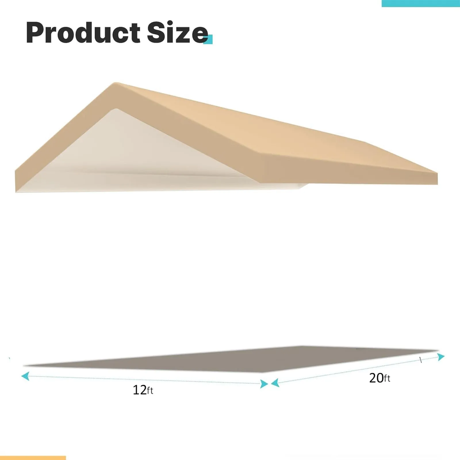 FORALEBEN Carport Replacement Canopy Cover for 12' x 20' Car Tent Top Garage Shelter Cover Tarp with Ball Bungees (Only Top Cover, Frame Not Include) (Beige, 12' x 20')