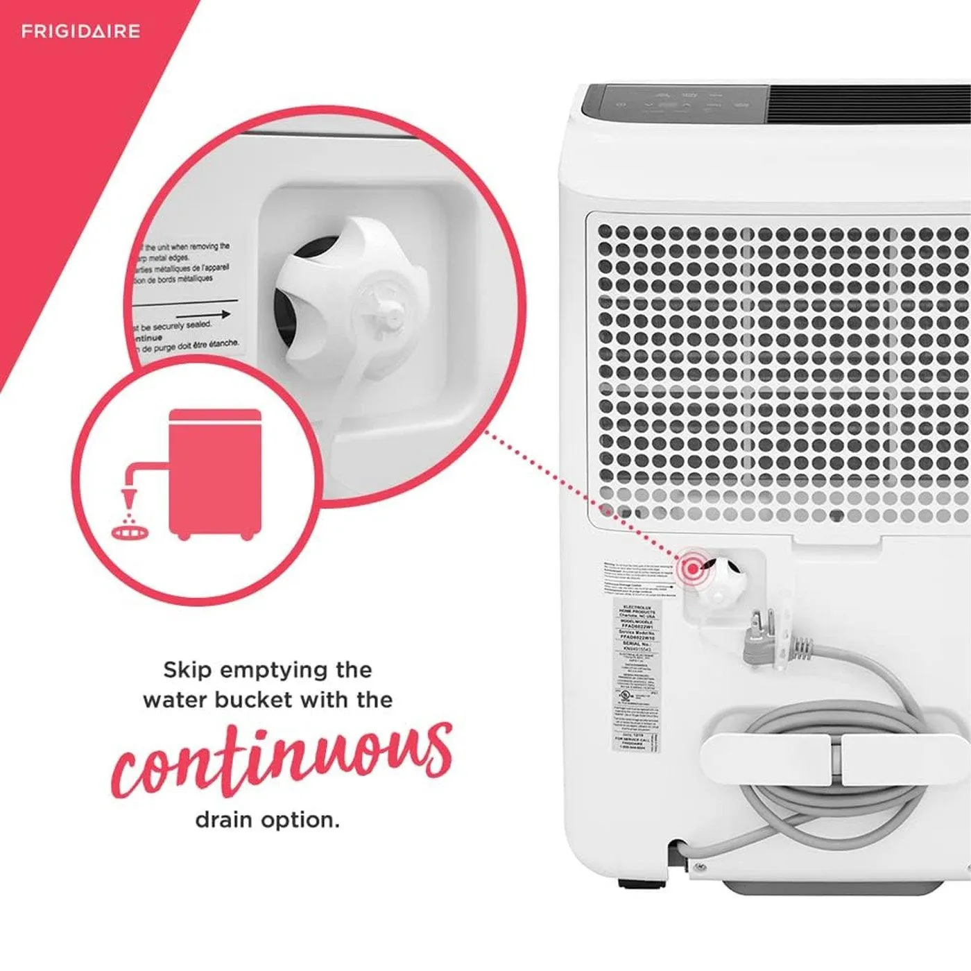 Frigidaire FFAD6022W1 Dehumidifier, High Humidity 60 Pint Capacity Dehumidifier