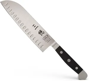 Güde Alpha Series Hand Forged/Granton Edge Santoku Knife, 7-in - Ice Hardened Steel - Made in Solingen, Germany Since 1910