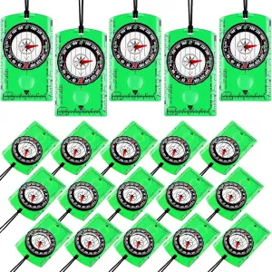 Geiserailie 20 Pcs Acrylic Orienteering Hiking Compass Navigation Backpacking Professional Compass Children Boy Map Reading for Survival Outdoor Exploring, Green