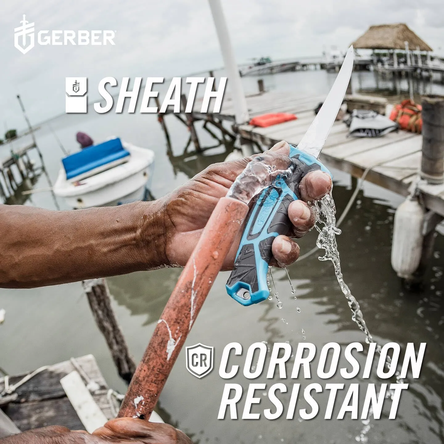 Gerber Gear Controller - Saltwater Fillet Knife for Fishing - Tough Fishing Knife - Premium Fishing Gear - 8", Cyan