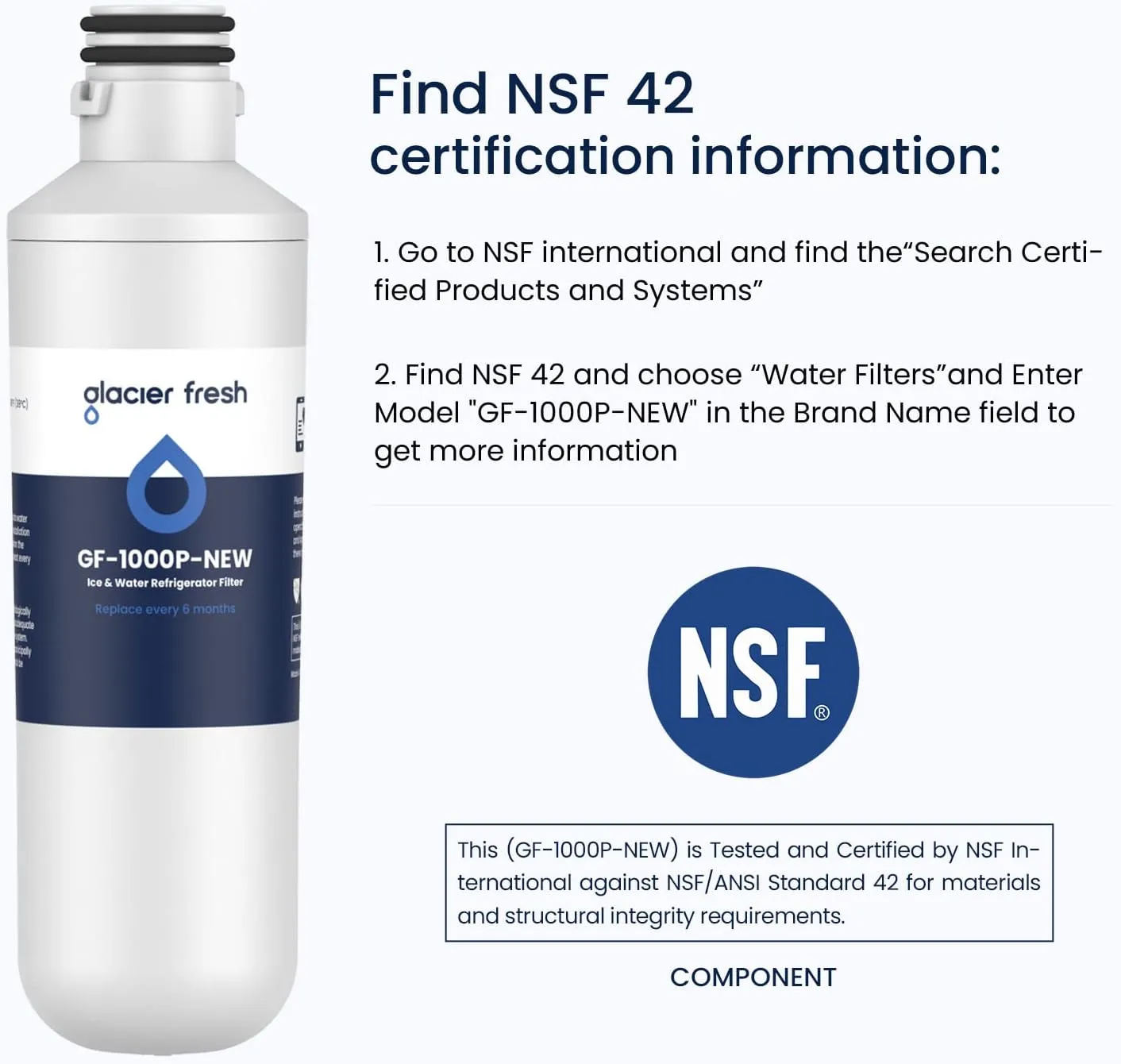 GLACIER FRESH LT1000PC Replacement Water Filter, Compatible with LT1000PC/PCS, LT1000PC, LT-1000PC, MDJ64844601, ADQ747935 ADQ74793504 Filter and LT120F ADQ73334008 Fresh Air (3 3)
