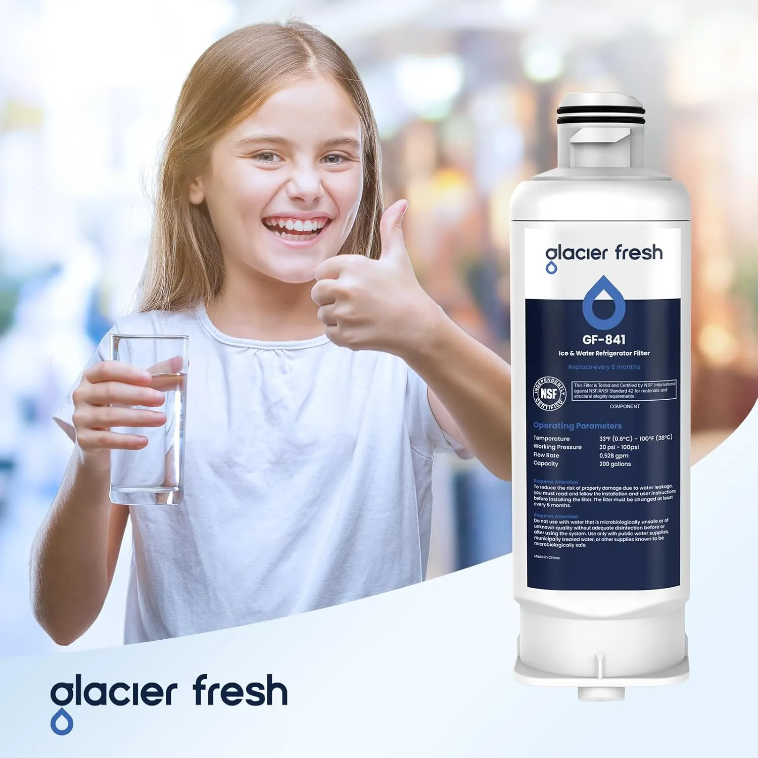 GLACIER FRESH Replacement for DA97-17376B Refrigerator Water Filters, HAF-QIN, HAF-QIN/EXP, DA97-08006C, RF23M8070SG, RF23M8070SR, RF23M8090SG, RF23M8090SR, RF23M8570SR, RF23M8590SG (3 Pack)