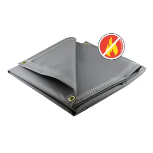 Gray Fire Retardant Vinyl Tarps - 18 oz