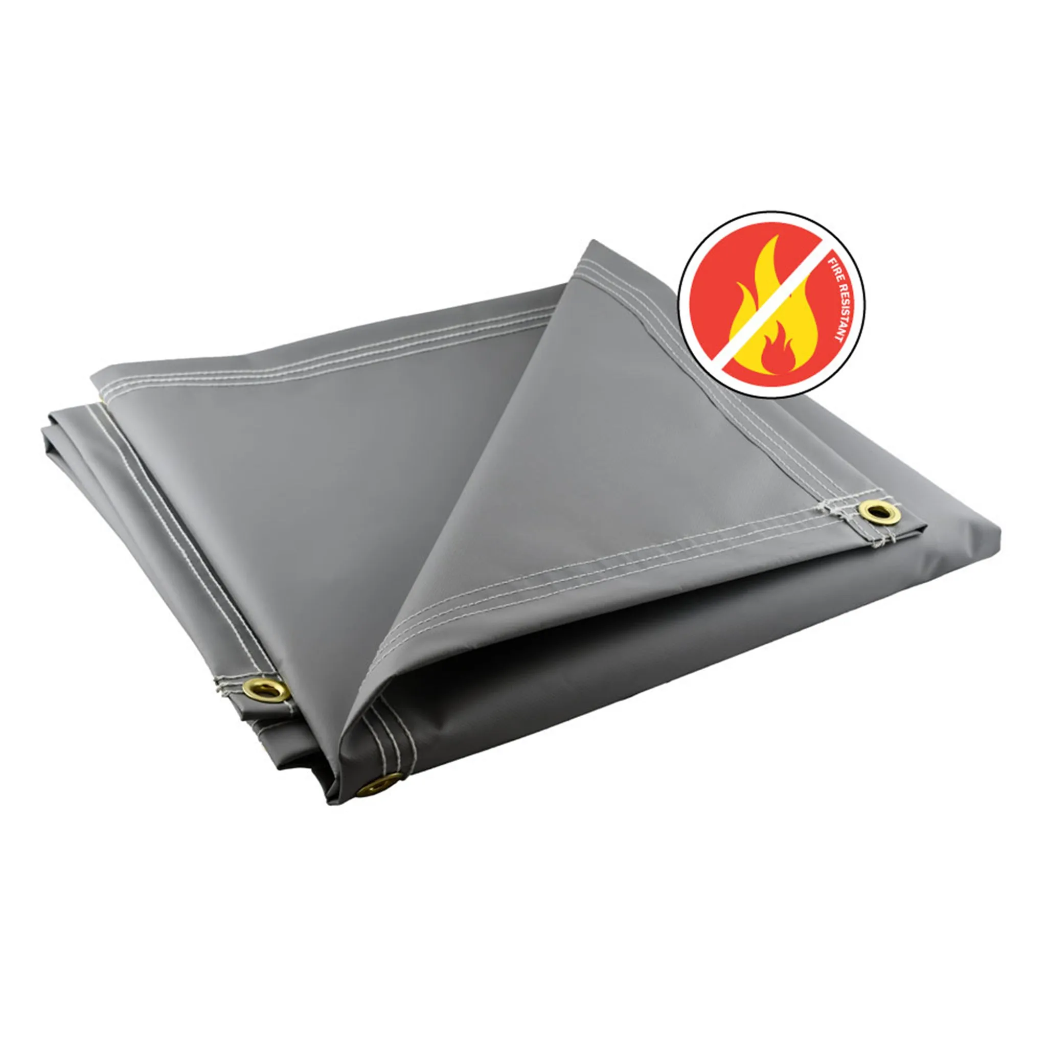 Gray Fire Retardant Vinyl Tarps - 18 oz