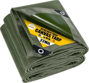 Green 5x7 feet 22 Mil Heavy Duty Organic Silicone Coating Waterproof Tarps,Tear Resistant Tarpaulin with Grommets&Reinforced Edges,for Outdoor Camping, Pool,Boat