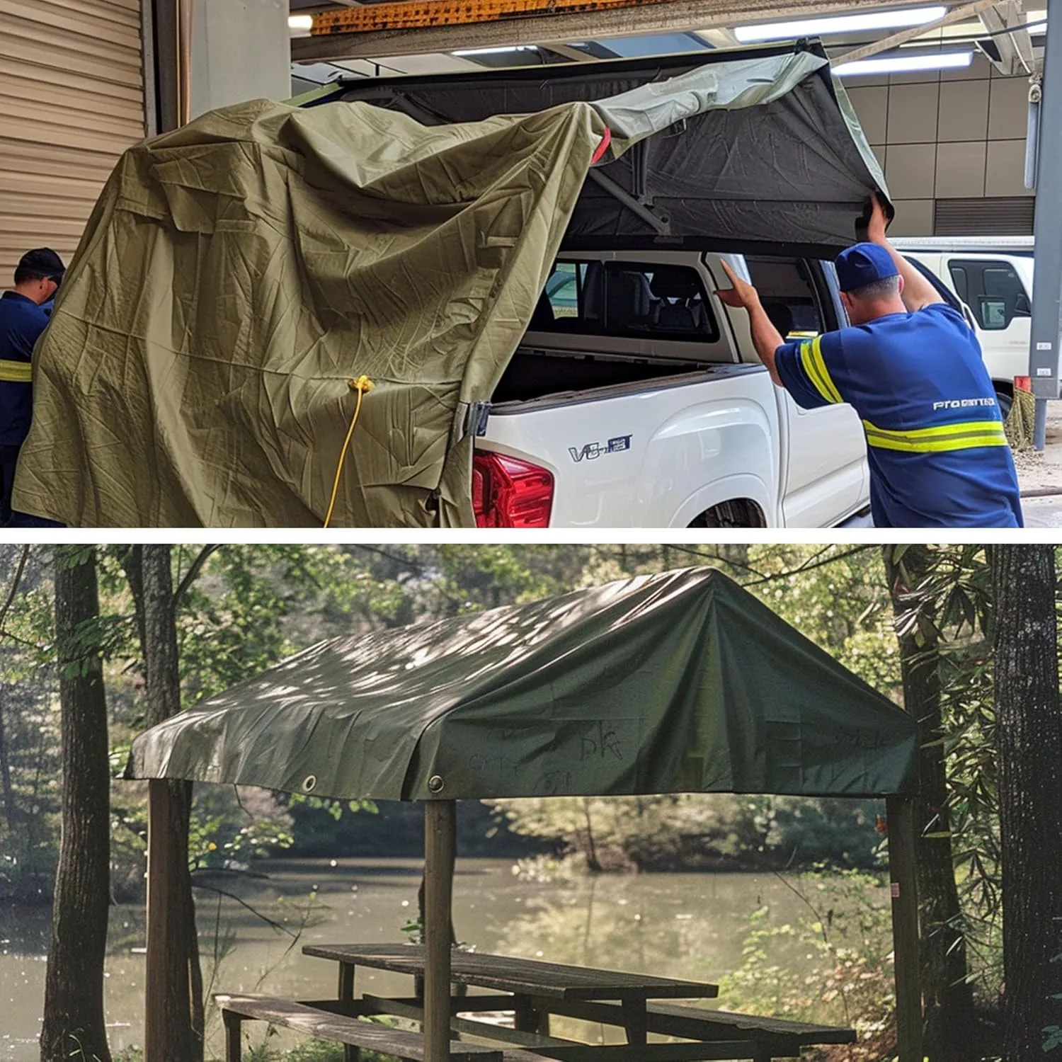 Green 5x7 feet 22 Mil Heavy Duty Organic Silicone Coating Waterproof Tarps,Tear Resistant Tarpaulin with Grommets&Reinforced Edges,for Outdoor Camping, Pool,Boat