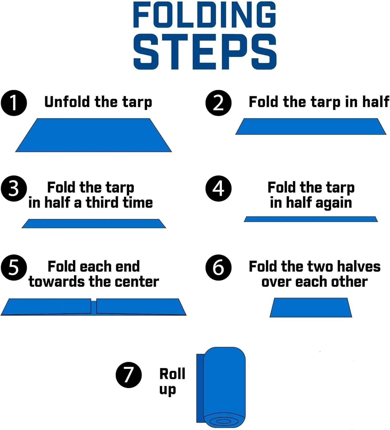 Grizzly Tarps by B-Air 8' x 10' Large Multi-Purpose Waterproof Heavy Duty Poly Tarp with Grommets Every 36", 8x8 Weave, 5 Mil Thick, for Home, Boats, Cars, Camping, Protective Cover, Pack of 4, Blue