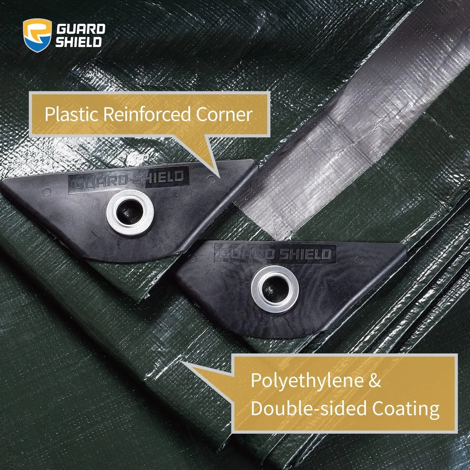 GUARD SHIELD Super Heavy Duty Green/Silver Poly Tarp Cover 12x24 Feet Waterproof 16mil Thick UV and Tear Resistant Tarpaulin with Grommets and Reinforced Edges