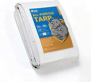 GUARD SHIELD White Tarp Waterproof 12x20 Feet Medium Duty All Purpose Poly Tarps Cover 7mil